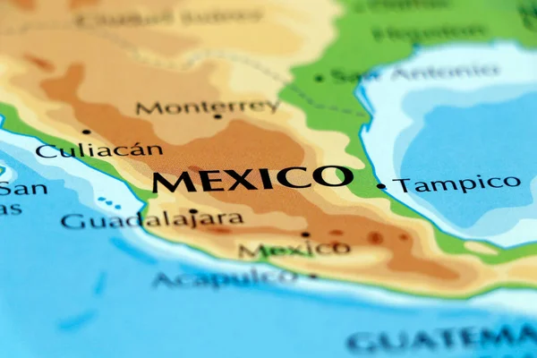 Mapa Del Mundo Con Continente Norteamericano México Frontera Foco —  Fotos de Stock