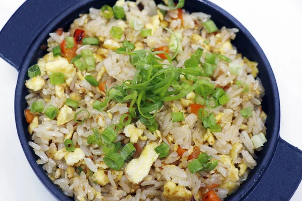 Asiatic Style Chicken Egg Stir Fried Rice Close Bowl — Stock Photo, Image
