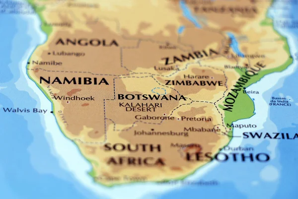 Mappa Del Mondo Africa Centrale Meridionale Zimbabwe Botswana Namibia Paesi — Foto Stock