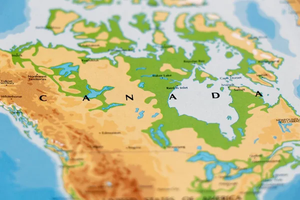 Mapa Del Mundo Atlas Canada Country Primer Plano —  Fotos de Stock