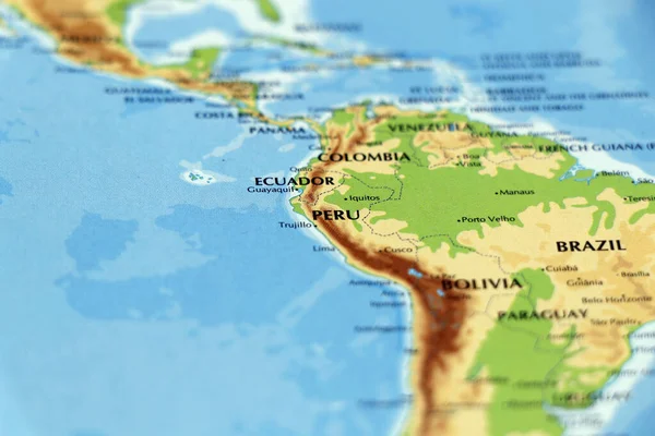 南美洲大陆和巴西 Uruguay Paraguay Peru Colombia Ecuador Bolivia Countries Close Close — 图库照片