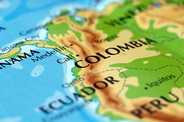 Mapa Del Mundo América Del Sur Colombia País Enfoque Agudo —  Fotos de Stock