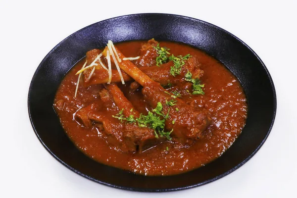 印地安人食物 缓慢烹调的印度羊肉或羊腿咖哩 也叫纳利 — 图库照片