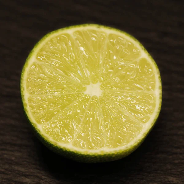 Fresh Half Green Lime Isolated Black Background — Stock Photo, Image