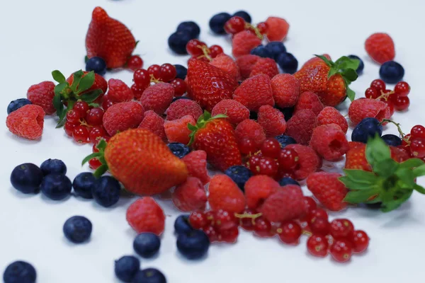 Fresh Assorted Berries White Background — Stock Photo, Image