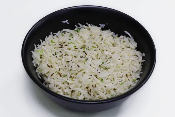 Jeera Pulao Rýže Příchutí Kmínu Indické Potraviny Izolované — Stock fotografie