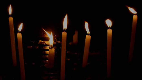 Candle Light Black Background Dark Object — Stock Photo, Image
