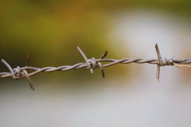 Güvenlik ve güvenlik amacıyla çitlere çivili metal zincir.