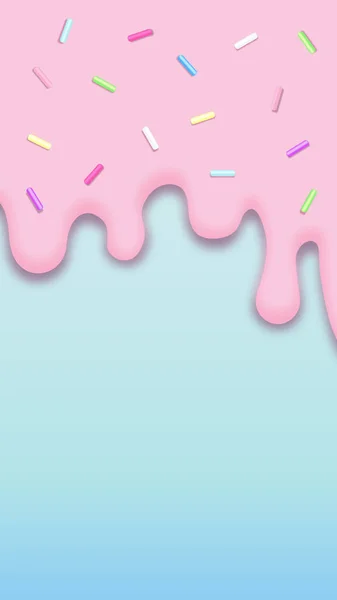 Капающий Пончик Розовый Глазурь Цветным Порошком — стоковый вектор