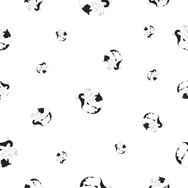 Uyuyan komik rüya kedi simgesi deseni