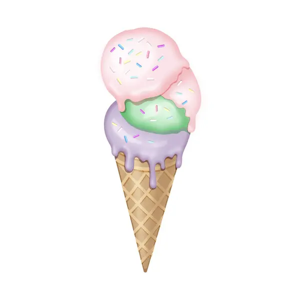 다채로운 스프링이있는 아이스크림 — 스톡 벡터