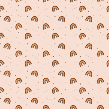 Boho dijital kusursuz desenler. Noktalar, gökkuşakları, soyut, geometrik boho deseni