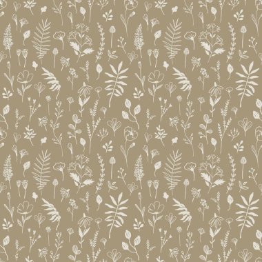 Yaban çiçeğinin klasik, dikişsiz desen, yapraklı duvar kağıdı, basılabilir kağıt, yapıştırma defteri.