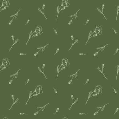 Botanik zarif elementler, kusursuz desenler, çiçekli duvar kağıtları.