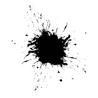 Suluboya mürekkep sıçraması, akrilik izole noktalar, siyah damla, vektör simgesi