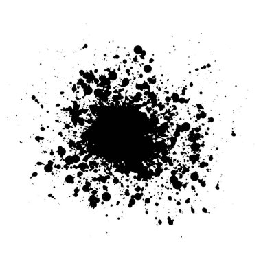 Suluboya mürekkep sıçraması, akrilik izole noktalar, siyah damla, vektör simgesi