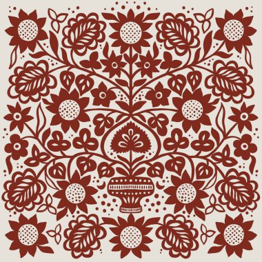 Ulusal Ukrayna Halk Süslemesi pürüzsüz desen, kırmızı renk