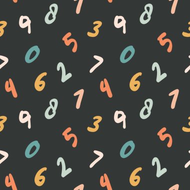 Sevimli çocuklar. Renkli sayılar. Kusursuz desen, anaokulu, okul matematik geçmişi, duvar kâğıdı.