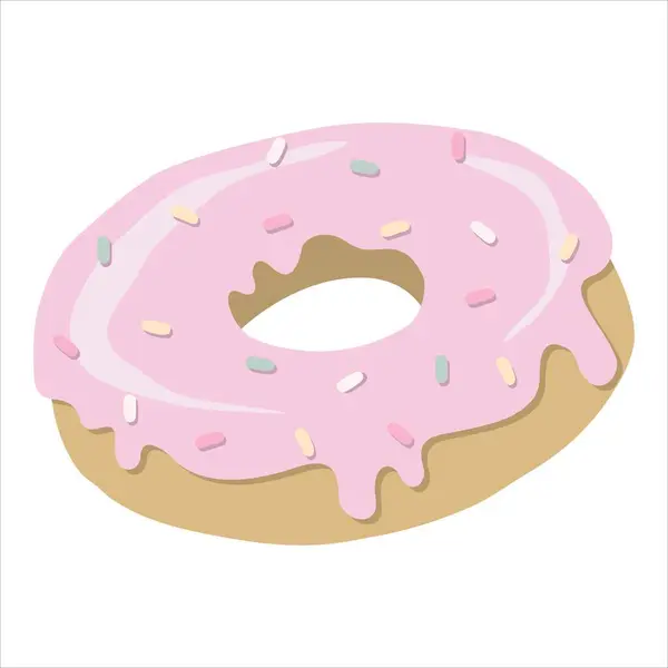  Tatlı çörekler izole edilmiş, pembe kremalı ve renkli şekerli donut.