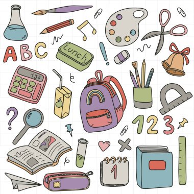 Okulun renkli resimlerine, okul gereçlerine, staj setine, hasta çantasına, okul unsurları çizelgesine geri dönüyoruz.