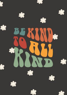 Moda retro pozitif titreşimler motivasyon kartı kağıdı, orta yüzyıl tasarımı, hippi tarzı