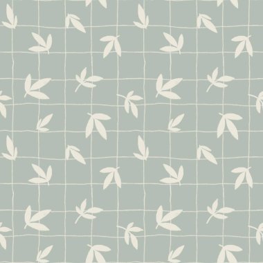 Botanik yaprakları eğreltiotu rengi arka planında pürüzsüz desen, İskandinav duvar kağıdı, çocuk odası tasarımı