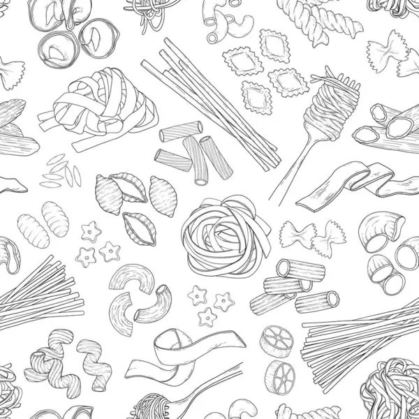 Makarna el çizimi, kusursuz sanat deseni, özet spagetti arkaplanı.,  