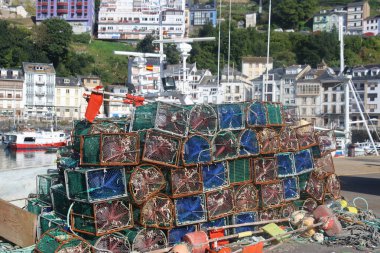 Asturias 'taki Luarca şehrinin güzel manzarası