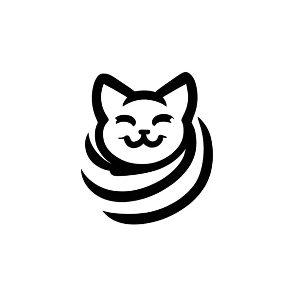 Cat Logo Illustration Black Color — Stock Vector