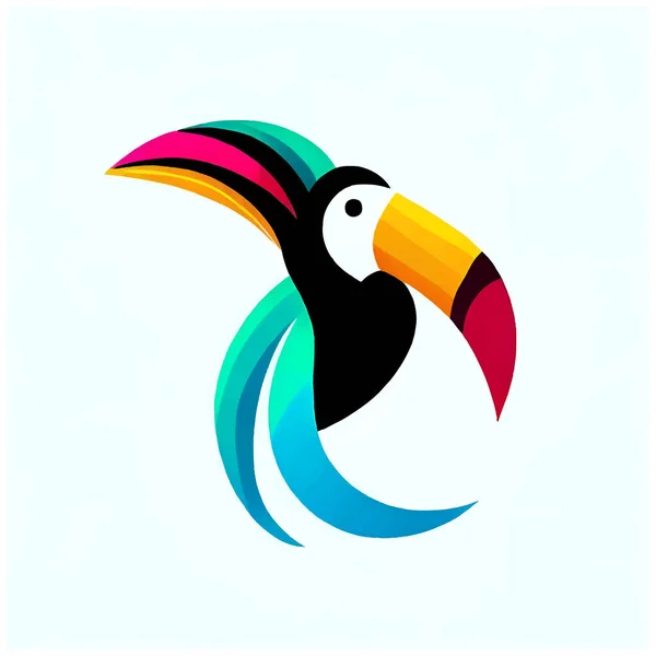 Toucan Logo Illustration Vibrant Colors White Canvas — Stock Vector