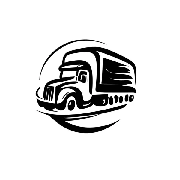 白色屏幕上的卡车标志 卡车图标矢量插图模板设计 标志类型概念为您的业务 — 图库矢量图片
