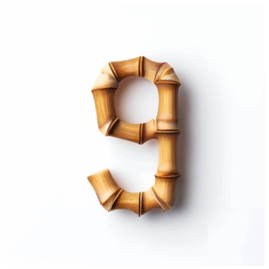 Bambuda dokuz numara, beyaz arkaplan.