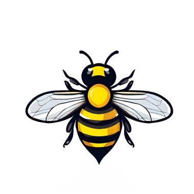 Arı tasarımı, beyaz arka planda arı logosu. Beyaz arka planda arı. Beyaz arkaplanda bir arının vektör illüstrasyonu.