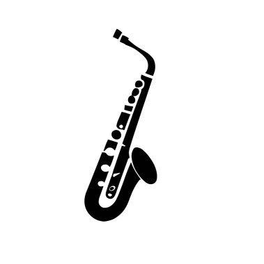 Beyaz ekranda siyah saksafon logosu çizimi