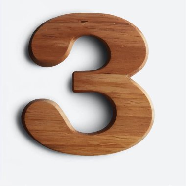 Beyaz ekranda tahtadan üç numara.