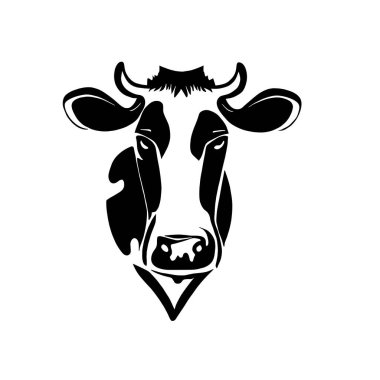 Beyaz bir tuvalde siyah renkli boğa logosu.