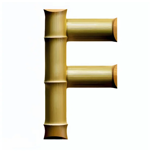 大写字母F 背景为白色的竹子 竹子字母表 字母F 白色背景分离 矢量图解 — 图库矢量图片