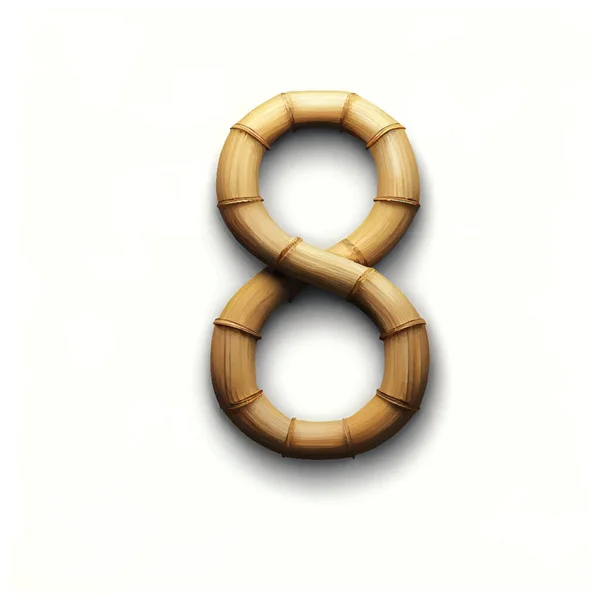 Numéro Huit Bambou Avec Fond Blanc — Image vectorielle
