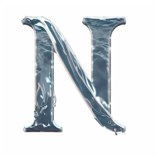 大写字母N在水与空白图像背景 在白色背景上孤立的水字母表字母N — 图库矢量图片
