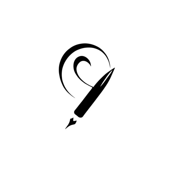 Black Pen Pencil Logo Illustration — Stock Vector
