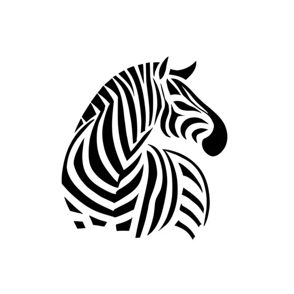 Gestreepte Zebra Logo Illustratie Witte Achtergrond — Stockvector