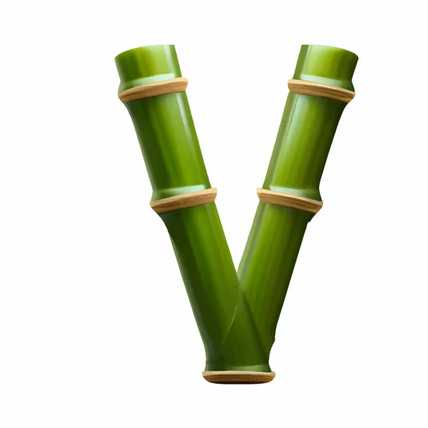 Litera Capital Verde Bambus Fundal Alb — Vector de stoc