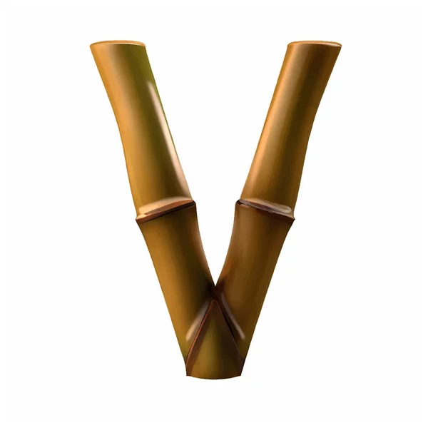 白い背景の竹の大文字V 竹のアルファベット 白い背景に孤立した文字V ベクトルイラスト — ストックベクタ