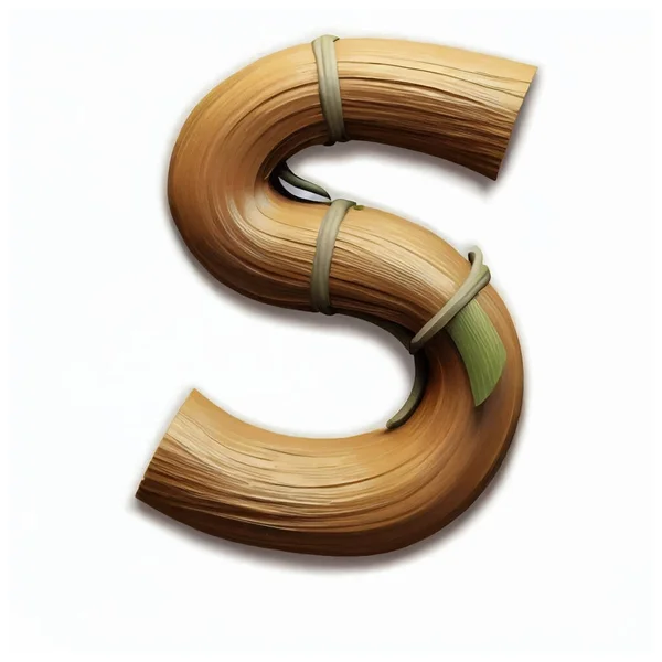 大写字母S在竹子白色背景 竹子字母表 字母S隔离在白色背景 矢量插图 — 图库矢量图片