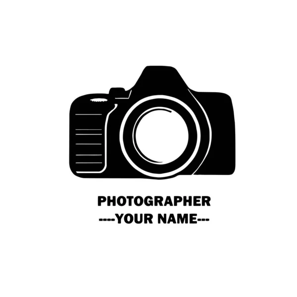 Ilustração Logotipo Câmera Preta Uma Tela Branca —  Vetores de Stock