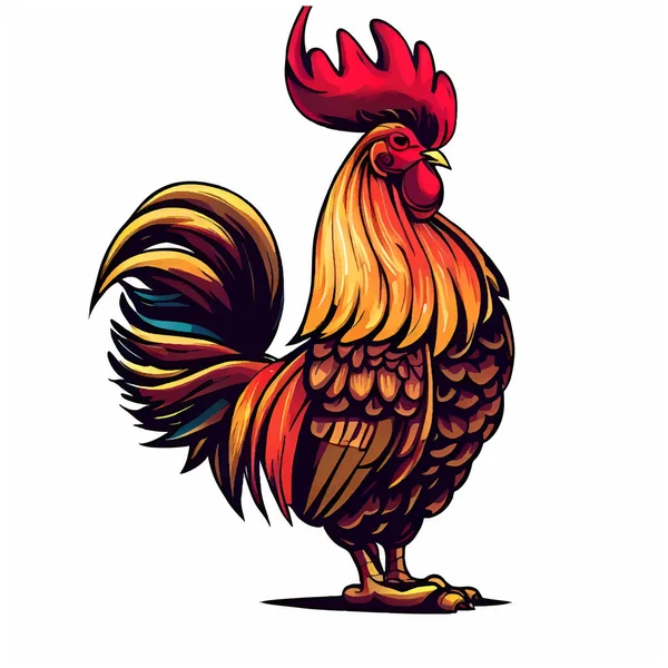 Rooster Illustration White Background — Stock Vector
