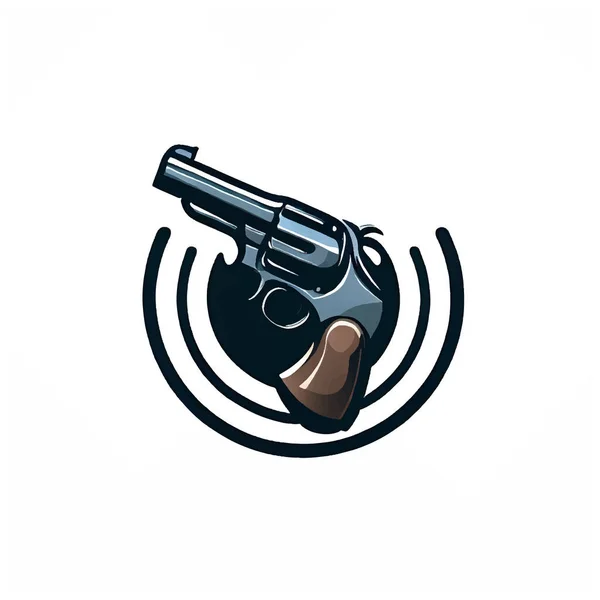 Beyaz Ekran Üzerinde Revolver Logosu — Stok Vektör