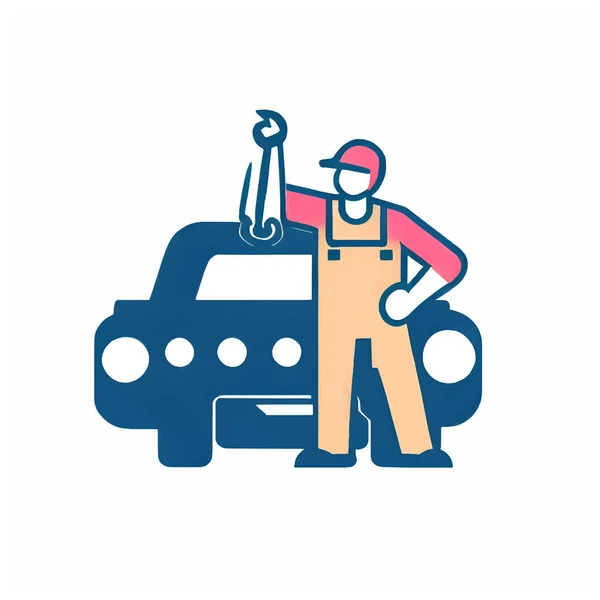 Logo Illustration Voiture Réparation Mécanique — Image vectorielle