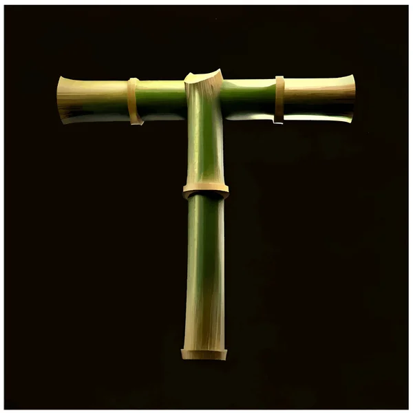 Заглавная Буква Бамбук Зеленый Белым Фоном — стоковый вектор