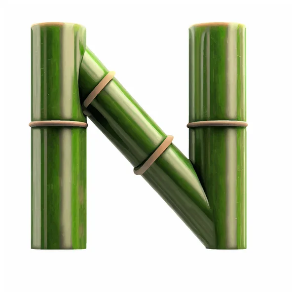 Lettera Maiuscola Bambù Verde Con Sfondo Bianco — Vettoriale Stock